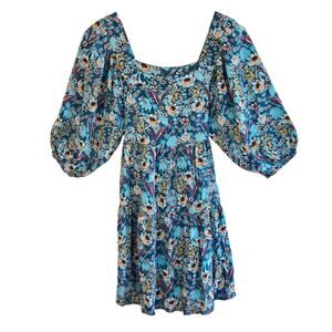 Size S – Maurices Blue Paisley Puff Sleeve Dress – Cottagecore